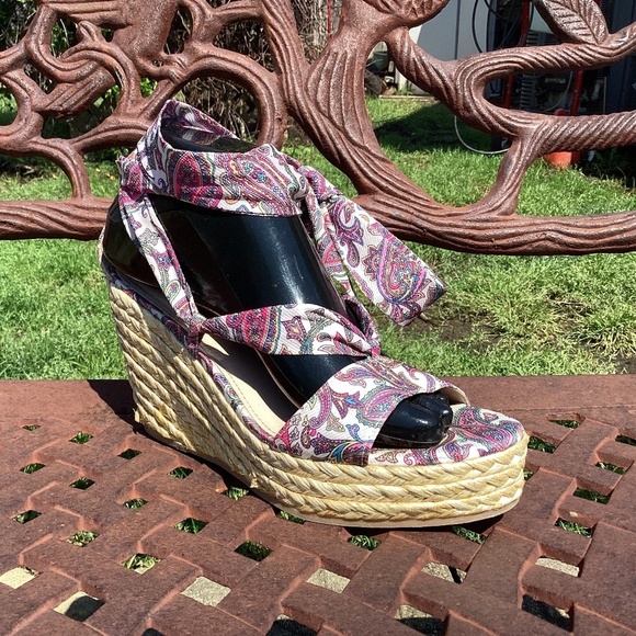 💋Nanette Lapore Strappy Jute Wedge Espadrille Sandal - Picture 2 of 7